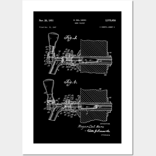 Beer Tap Blueprint for brewers or beer lovers Wall Art by Murray's Apparel